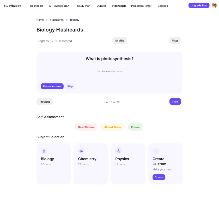 Flashcards Page
